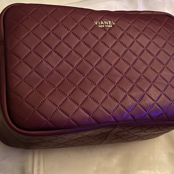 Quilted Burgundy Cosmetic Bag - Picture 1 of 3